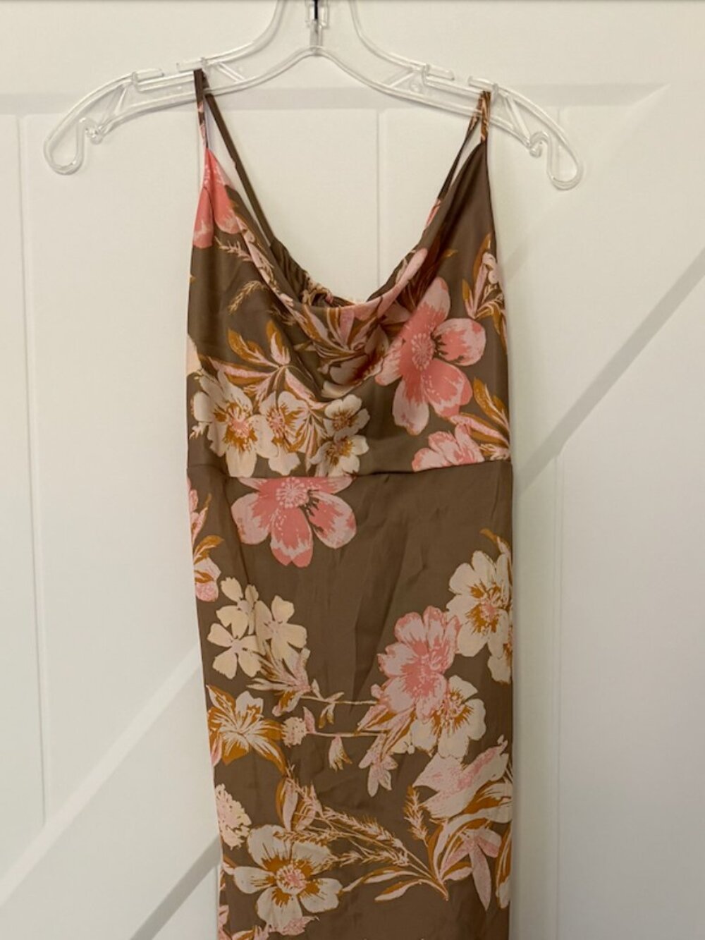 Free People Floral Satin Cowl Neck Maxi Dress Women's